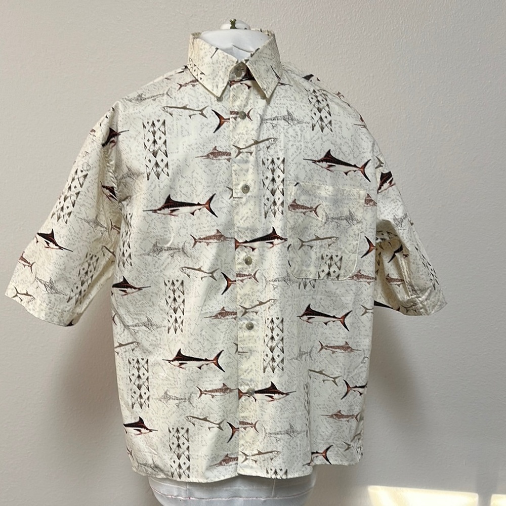 Men's Cream Shark Print Shirt